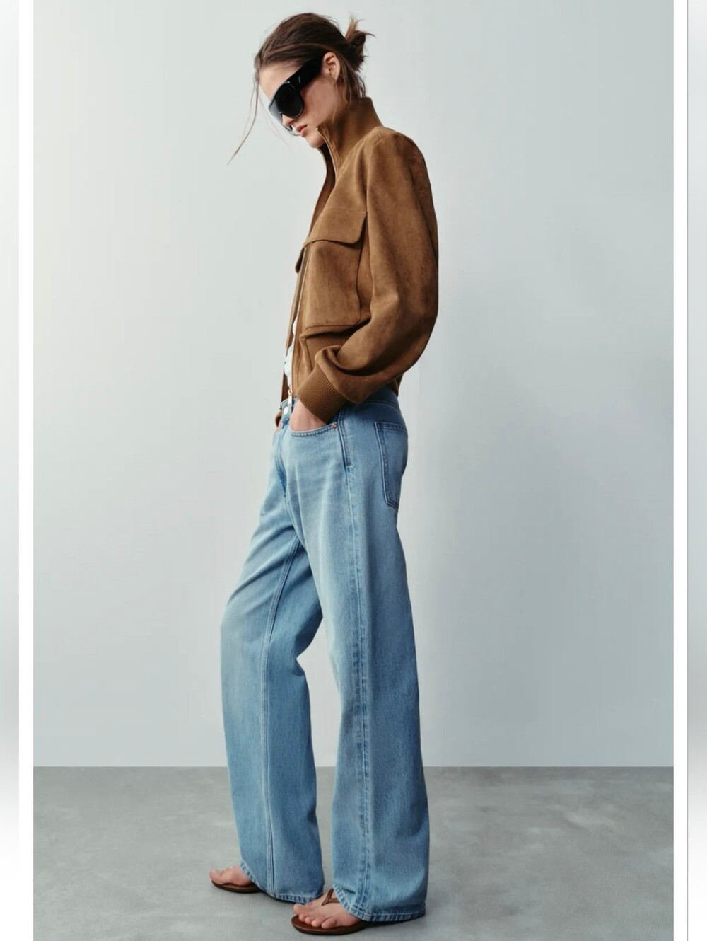 ZARA FAUX SUEDE BOMBER JACKET - Picture 5 of 9